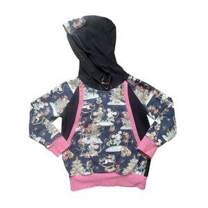 Hooded Sweatshirt Girls XS Handmade Nutcracker‎ Mouse Print Pink Trim Pullover